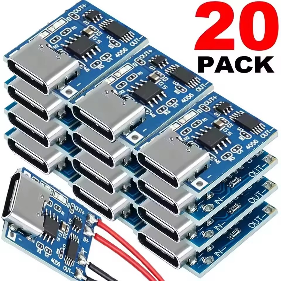 Usb C Cable - 20-1 Stück Typ C/Micro-USB-Ladeplatinen-Stecker für 18650